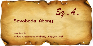 Szvoboda Abony névjegykártya